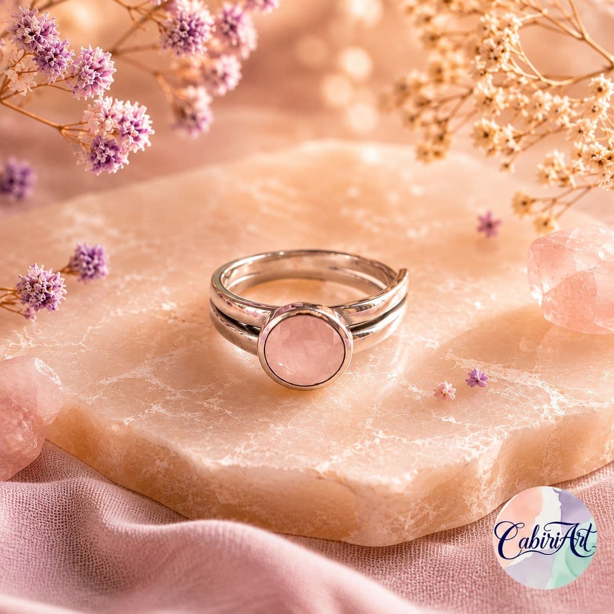 Anillo cuarzo rosa