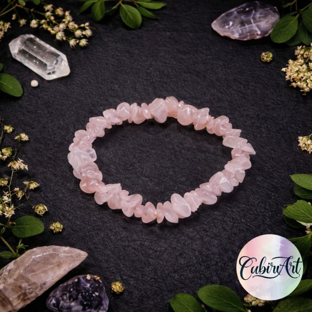 Pulsera escallas cuarzo rosa