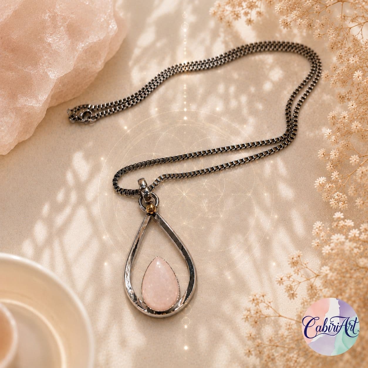 Dije gota Cuarzo rosa