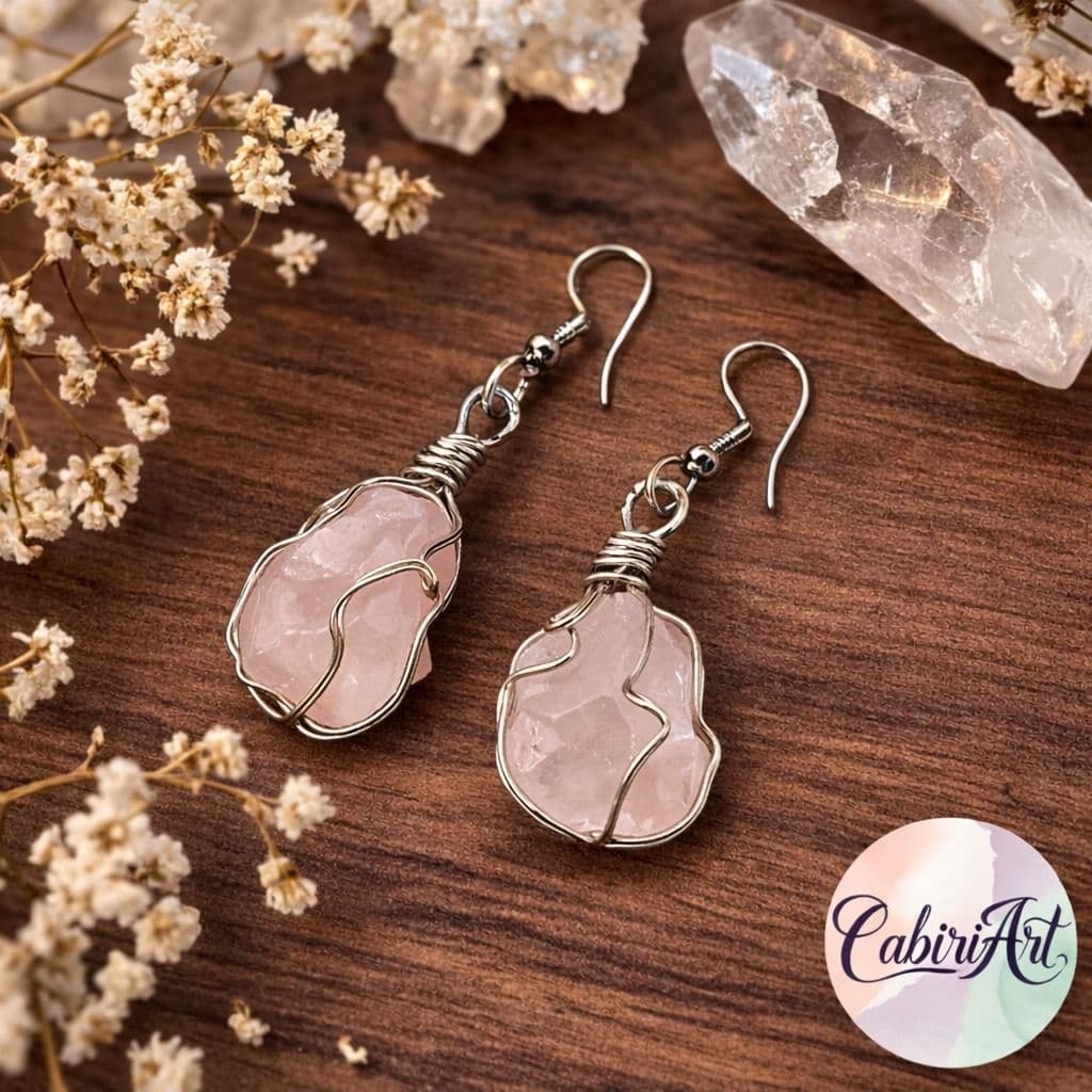 Aros De Cuarzo Rosa